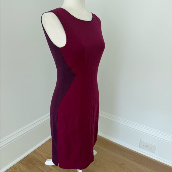 Elie Tahari Sleeveless Wine Midi Dress size 2 Elie Tahari Burgundy Colorblock - Picture 12 of 12